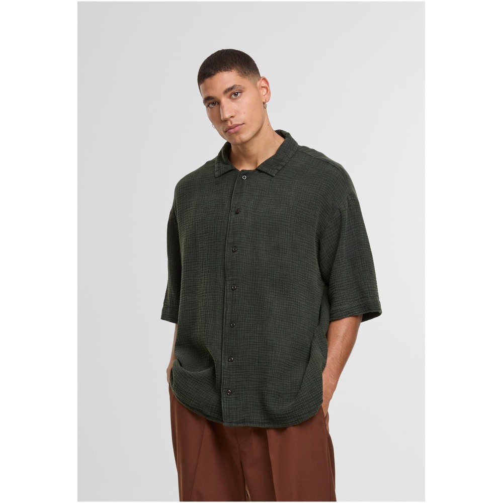 Urban Classics - Acid Washed Musselin Chemisier - Olive verte